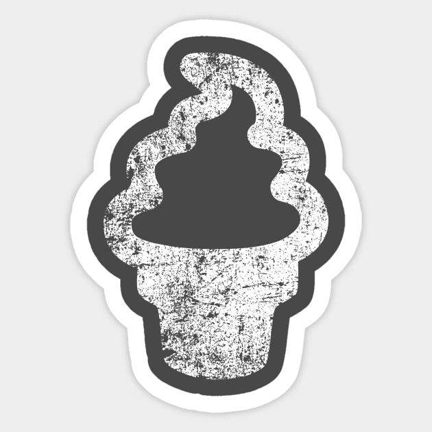 Cute Soft Serve Ice Cream - Distressed Sticker by PsychicCat